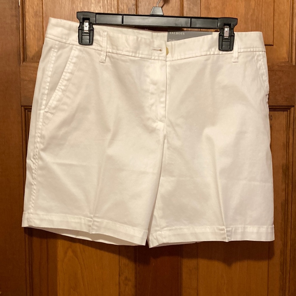 Talbots 7” Girlfriend White Chino Shorts 8